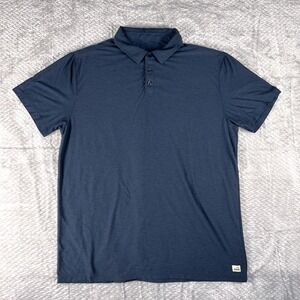 Vuori Strato Polo Shirt Mens Large Blue Heather Performance Golf 3 Button
